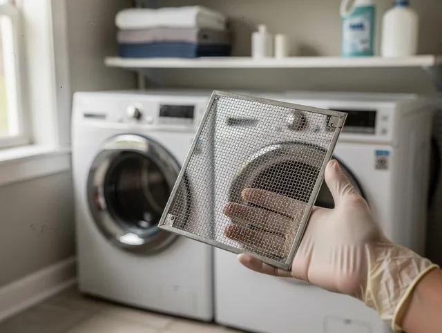Downey Dryer Vent Cleaning specialist performing detailed lint trap cleaning service in Downey
